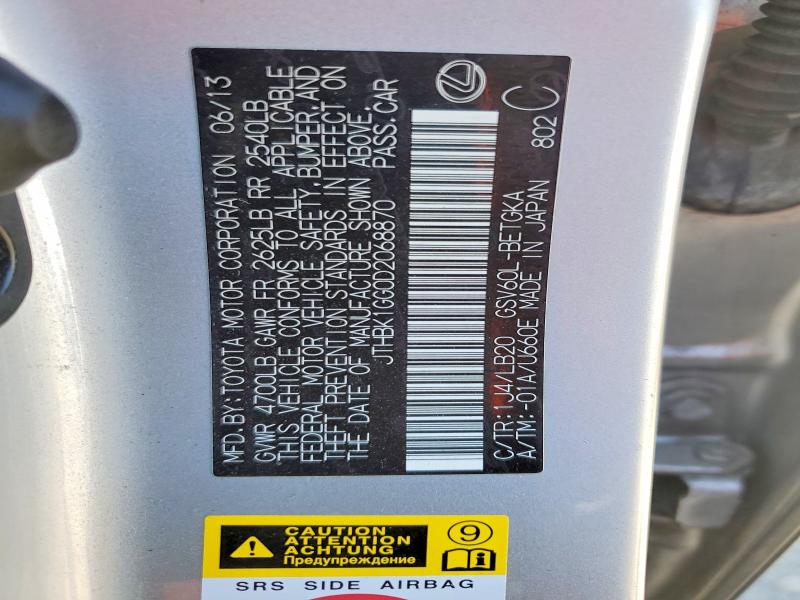 Aukcja sprzedaży 2013 Lexus Es, vin: JTHBK1GG0D2068870, numer aukcji: 58064346