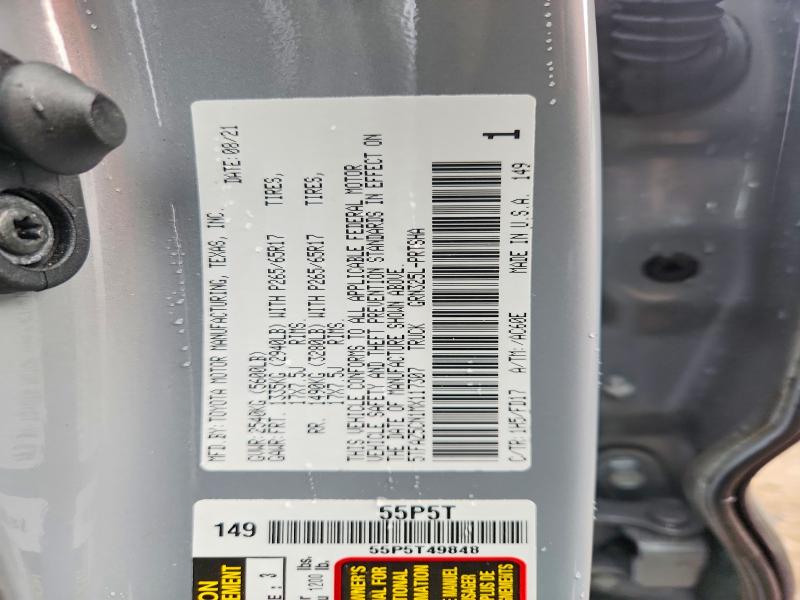 Aukcja sprzedaży 2021 Toyota Tacoma, vin: 5TFAZ5CN1MX117307, numer aukcji: 55640876