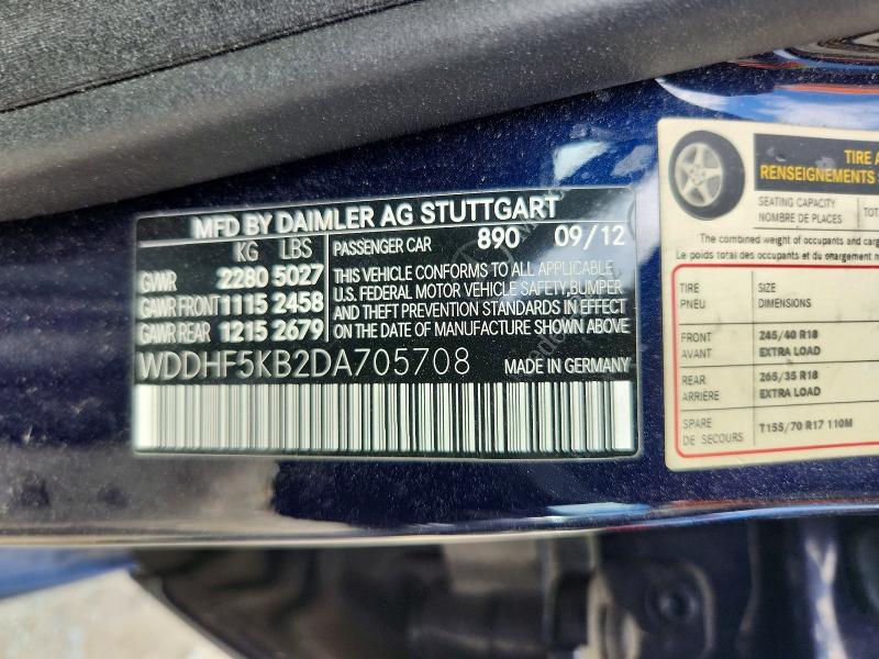 Aukcja sprzedaży 2013 Mercedes-benz E, vin: WDDHF5KB2DA705708, numer aukcji: 57781546