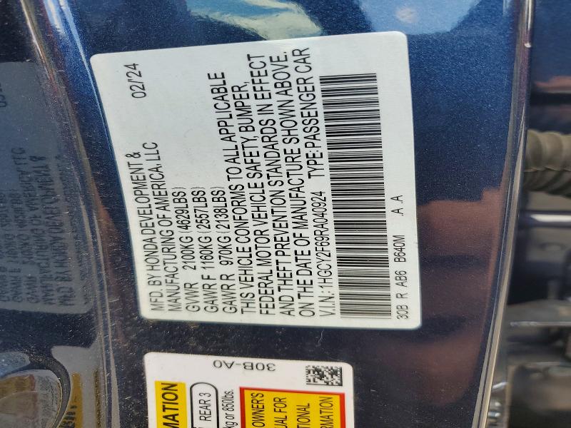 Продажа на аукционе авто 2024 Honda Accord, vin: 1HGCY2F69RA040924, номер лота: 56234696
