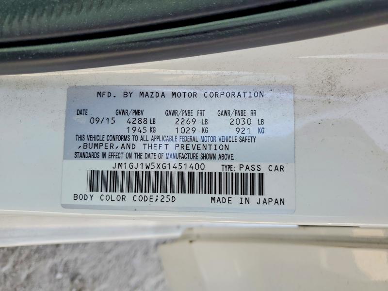 Продажа на аукционе авто 2016 Mazda 6, vin: JM1GJ1W5XG1451400, номер лота: 55985546