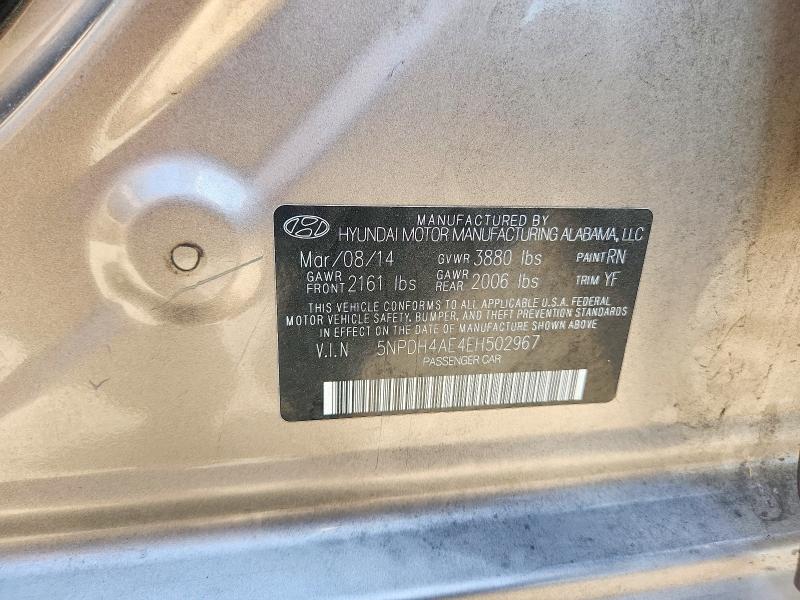 Продажа на аукционе авто 2014 Hyundai Elantra, vin: 5NPDH4AE4EH502967, номер лота: 56464596