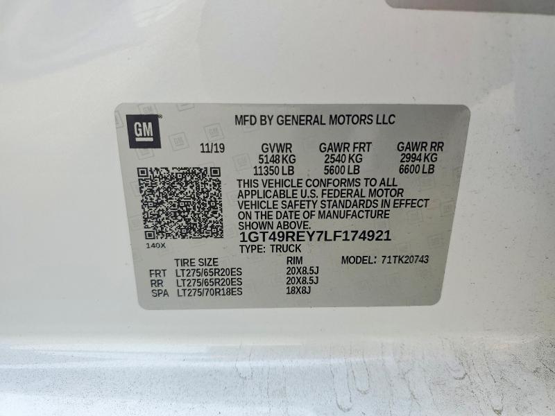 Продажа на аукционе авто 2020 Gmc Sierra, vin: 1GT49REY7LF174921, номер лота: 56602696