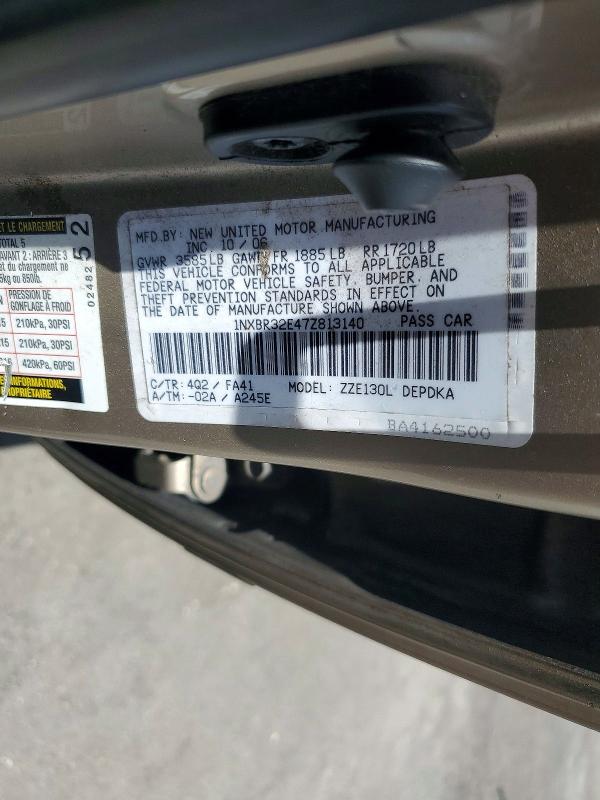 Продажа на аукционе авто 2007 Toyota Corolla, vin: 1NXBR32E47Z813140, номер лота: 55869166