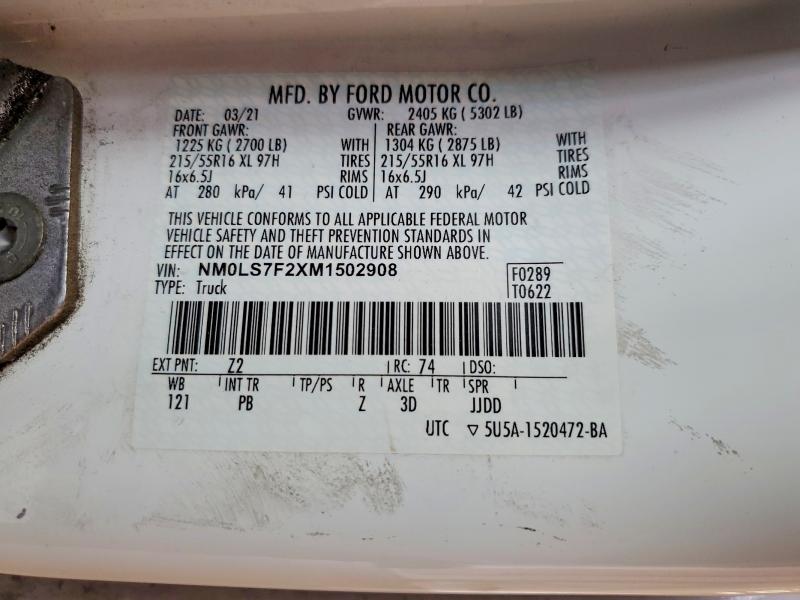 Продажа на аукционе авто 2021 Ford Transit Connect, vin: NM0LS7F2XM1502908, номер лота: 58455876