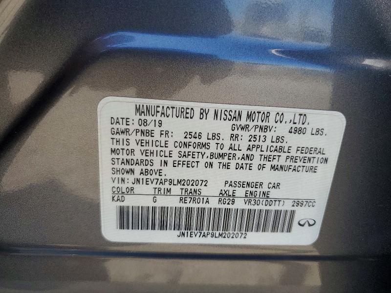 Aukcja sprzedaży 2020 Infiniti Q50, vin: JN1EV7AP9LM202072, numer aukcji: 57379846