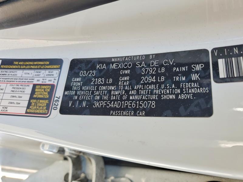 2023 Kia Forte მანქანა იყიდება აუქციონზე, vin: 3KPF54AD1PE615078, აუქციონის ნომერი: 95588635