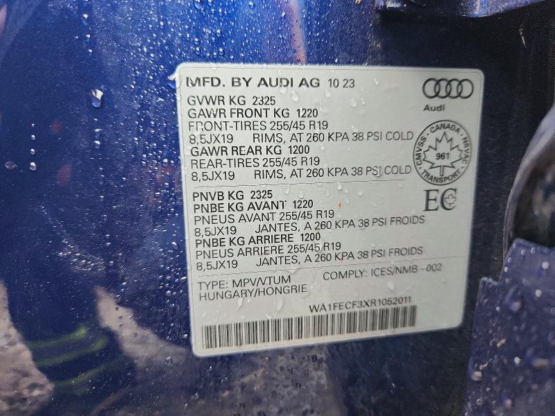 Продаж на аукціоні авто 2024 Audi Q3, vin: WA1FECF3XR1052011, номер лоту: 58947126