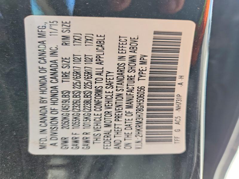 Aukcja sprzedaży 2016 Honda Cr-v, vin: 2HKRM3H78GH506056, numer aukcji: 58646666