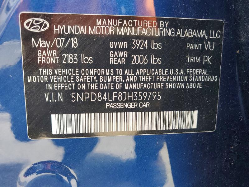 Продажа на аукционе авто 2018 Hyundai Elantra, vin: 5NPD84LF8JH359795, номер лота: 55763196