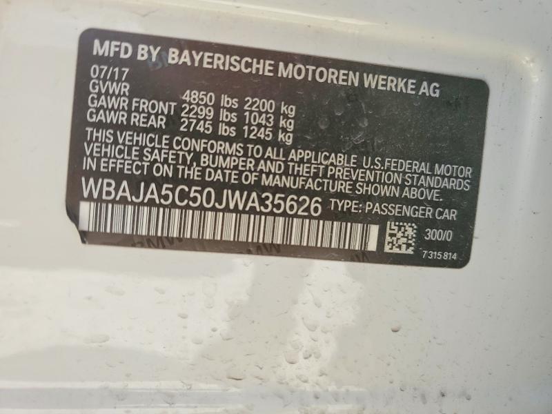 Aukcja sprzedaży 2018 Bmw 530, vin: WBAJA5C50JWA35626, numer aukcji: 58401236