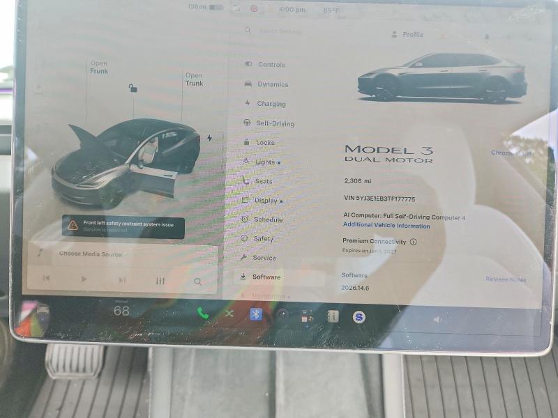Продаж на аукціоні авто 2026 Tesla Model 3, vin: 5YJ3E1EB3TF177775, номер лоту: 58248506