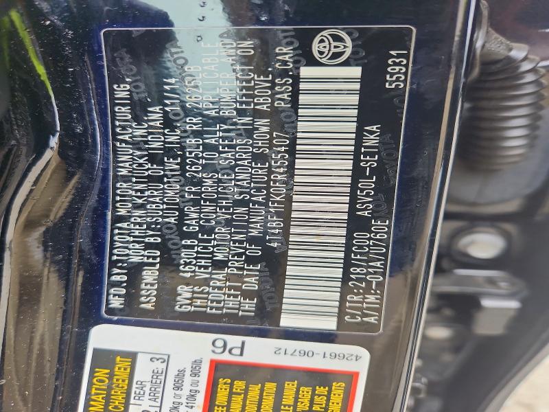2015 Toyota Camry მანქანა იყიდება აუქციონზე, vin: 4T4BF1FK0FR455407, აუქციონის ნომერი: 58945936