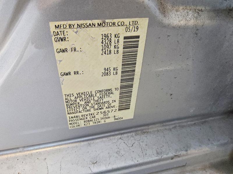Продажа на аукционе авто 2019 Nissan Altima, vin: 1N4BL4EV3KC256572, номер лота: 58601176