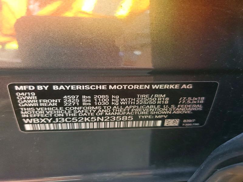 59596046 :رقم المزاد ، WBXYJ3C52K5N23585 vin ، 2019 Bmw X2 مزاد بيع