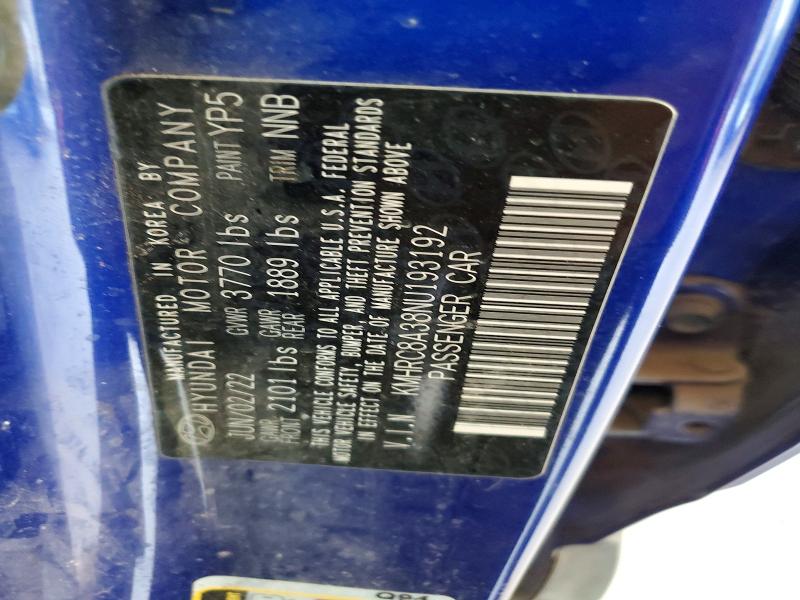 Продаж на аукціоні авто 2022 Hyundai Venue, vin: KMHRC8A38NU193192, номер лоту: 58900426