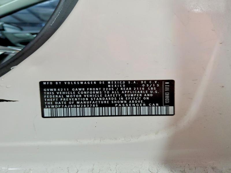 Aukcja sprzedaży 2013 Volkswagen Jetta, vin: 3VWDP7AJ9DM283785, numer aukcji: 57304816