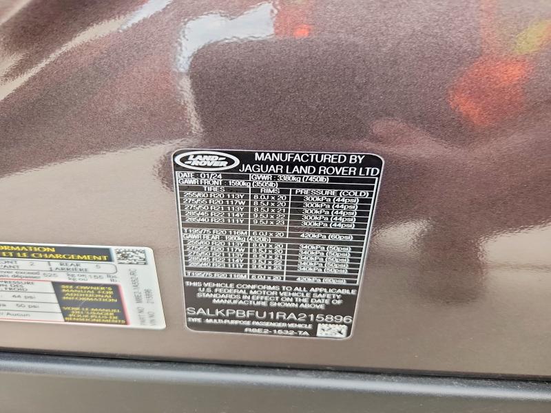 Продажа на аукционе авто 2024 Land Rover Range Rover, vin: SALKPBFU1RA215896, номер лота: 57085636