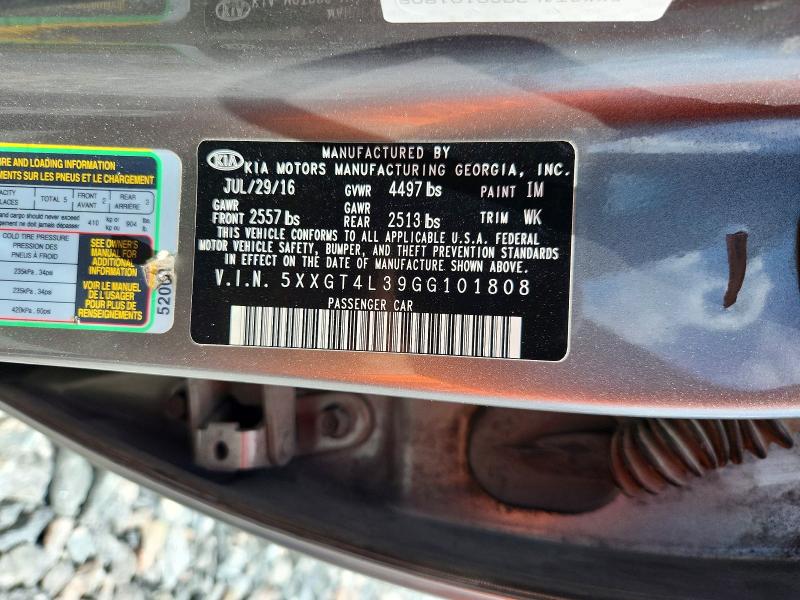 Продажа на аукционе авто 2016 Kia Optima, vin: 5XXGT4L39GG101808, номер лота: 59073586