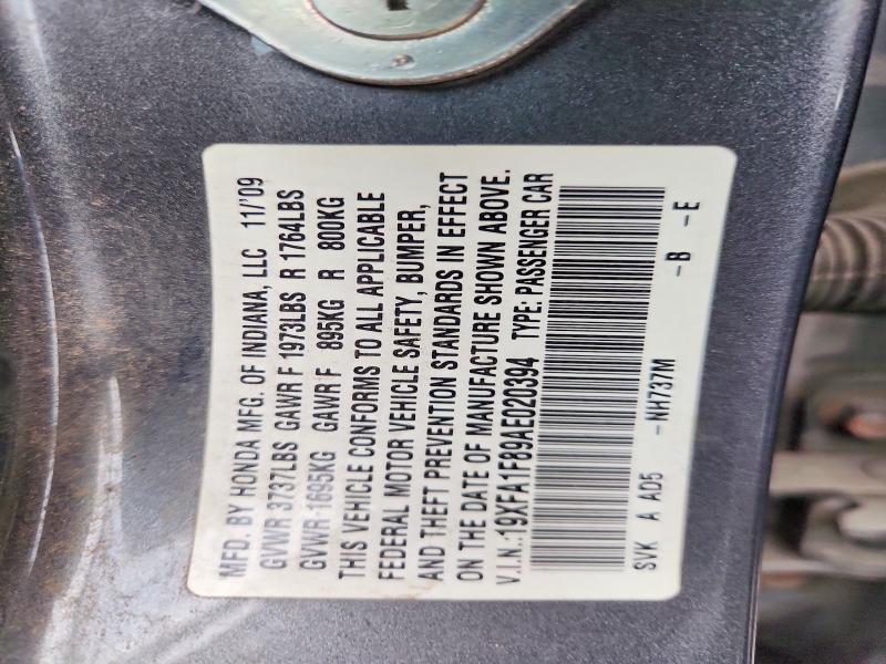 Aukcja sprzedaży 2010 Honda Civic, vin: 19XFA1F89AE020394, numer aukcji: 56775986