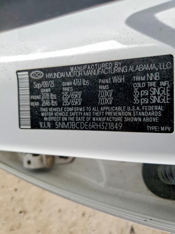 54560986 :رقم المزاد ، 5NMJBCDE6RH321849 vin ، 2024 Hyundai Tucson مزاد بيع