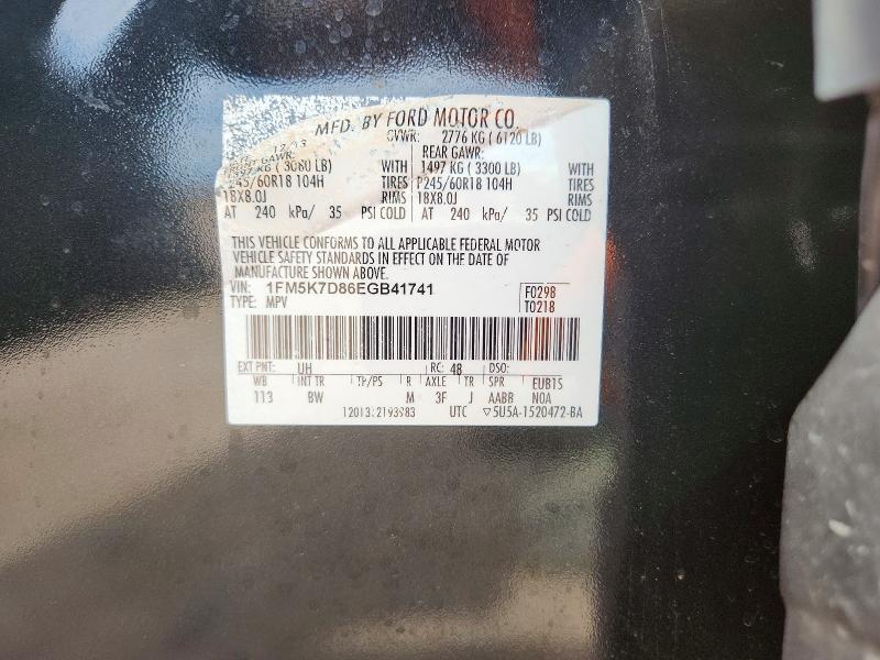 Auction sale of the 2014 Ford Explorer, vin: 1FM5K7D86EGB41741, lot number: 56737406