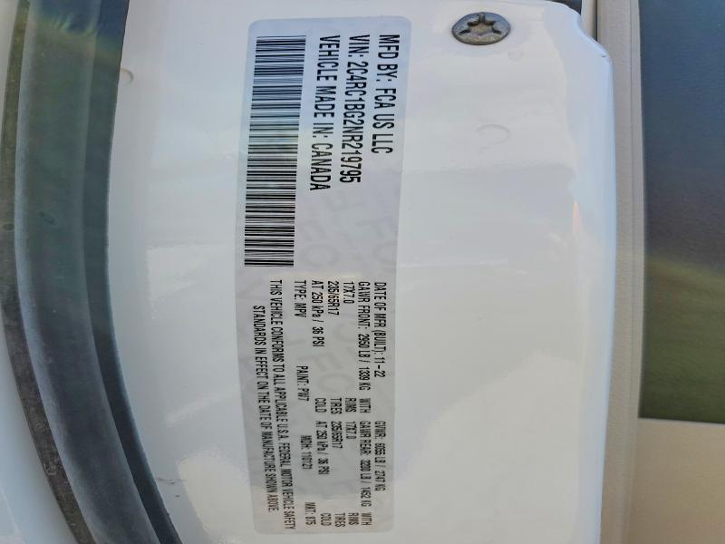 2022 Chrysler Pacifica მანქანა იყიდება აუქციონზე, vin: 2C4RC1BG2NR219795, აუქციონის ნომერი: 57999786