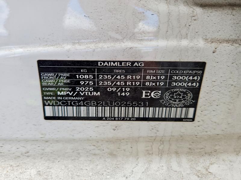Продажа на аукционе авто 2020 Mercedes-benz Gla, vin: WDCTG4GB2LU025531, номер лота: 57027936