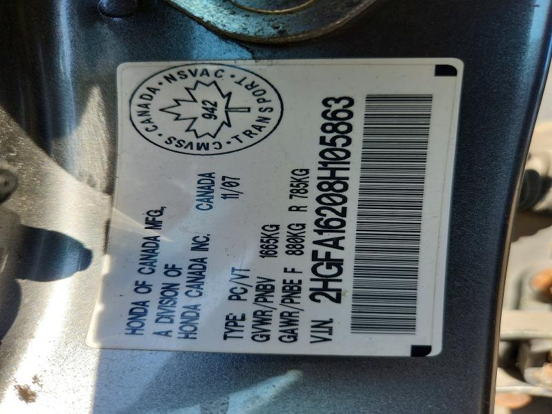 Продаж на аукціоні авто 2008 Honda Civic, vin: 2HGFA16208H105863, номер лоту: 58616166