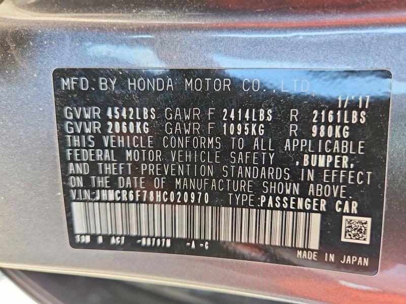 Продаж на аукціоні авто 2017 Honda Accord, vin: JHMCR6F78HC020970, номер лоту: 56053246