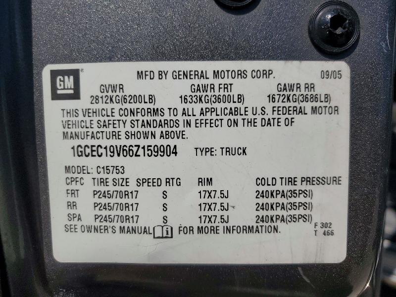 2006 Chevrolet Silverado მანქანა იყიდება აუქციონზე, vin: 1GCEC19V66Z159904, აუქციონის ნომერი: 56735556