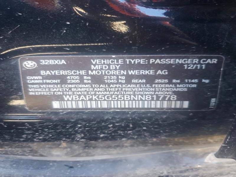 56987826 :رقم المزاد ، WBAPK5G55BNN81778 vin ، 2011 Bmw 328 مزاد بيع