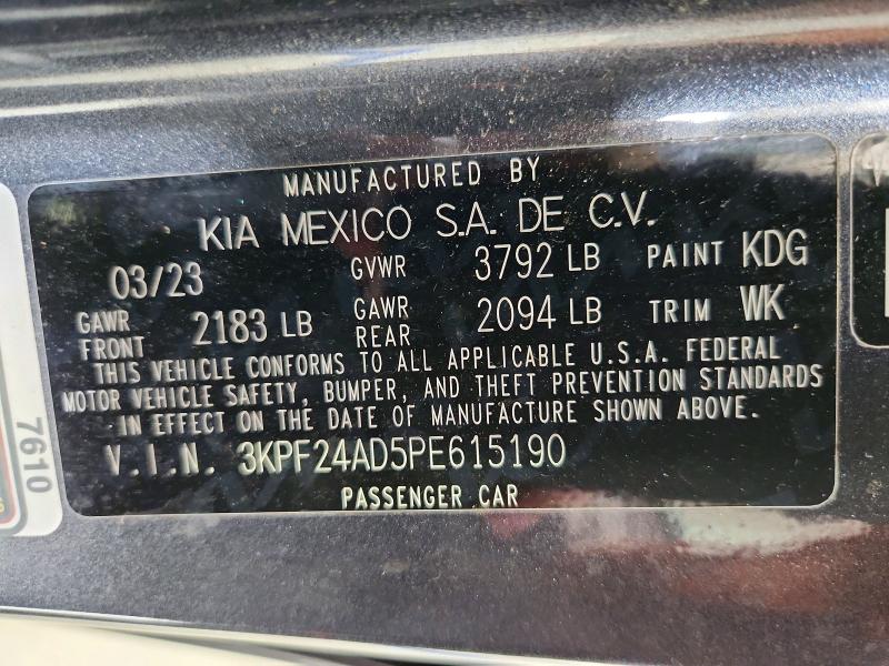 Aukcja sprzedaży 2023 Kia Forte, vin: 3KPF24AD5PE615190, numer aukcji: 57889106