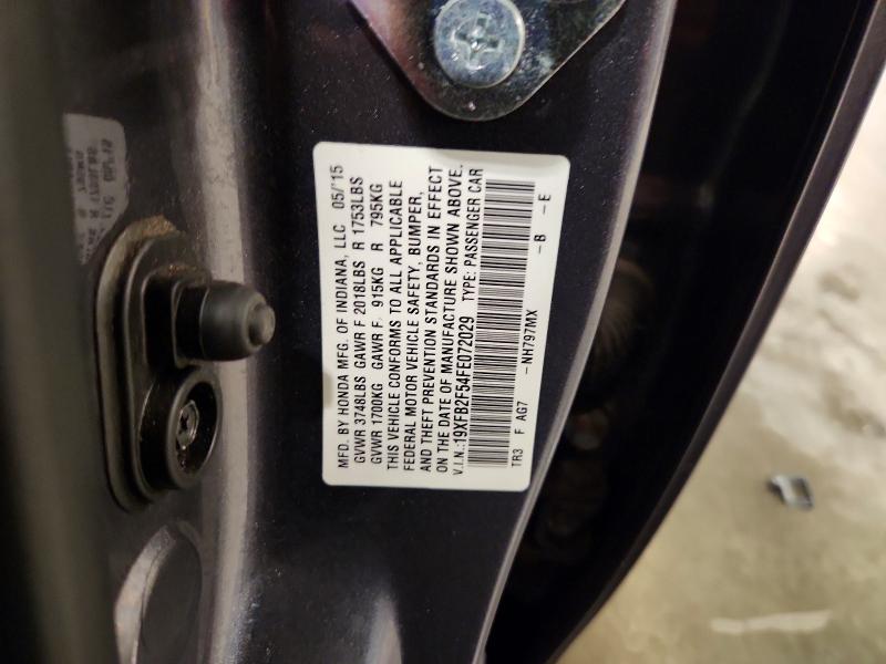 Продажа на аукционе авто 2015 Honda Civic, vin: 19XFB2F54FE072029, номер лота: 55801126