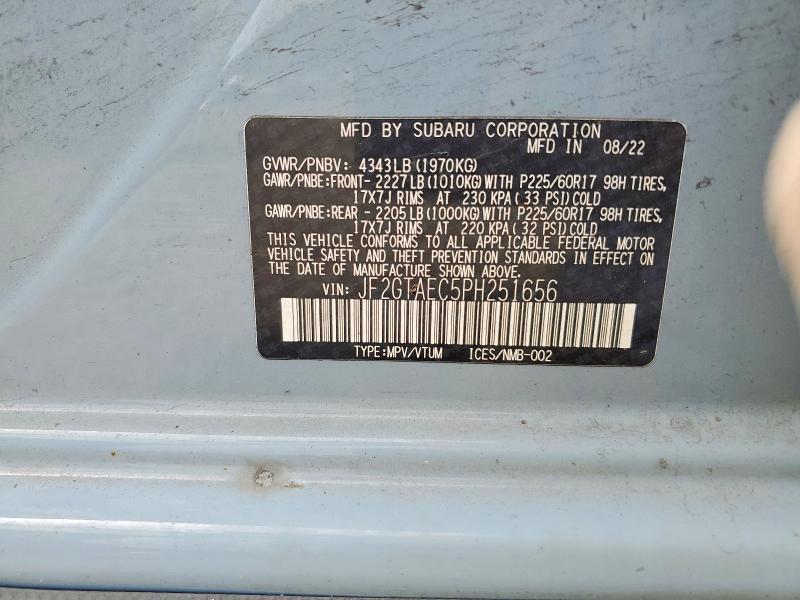 58580596 :رقم المزاد ، JF2GTAEC5PH251656 vin ، 2023 Subaru Crosstrek مزاد بيع