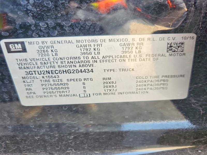 Aukcja sprzedaży 2017 Gmc Sierra, vin: 3GTU2NEC6HG204434, numer aukcji: 58703666