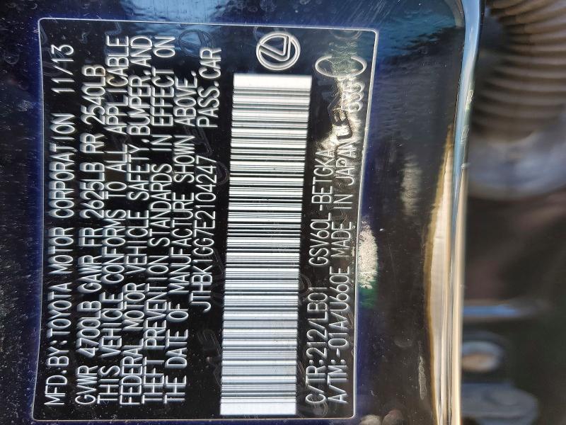 2014 Lexus Es მანქანა იყიდება აუქციონზე, vin: JTHBK1GG7E2104247, აუქციონის ნომერი: 57185336