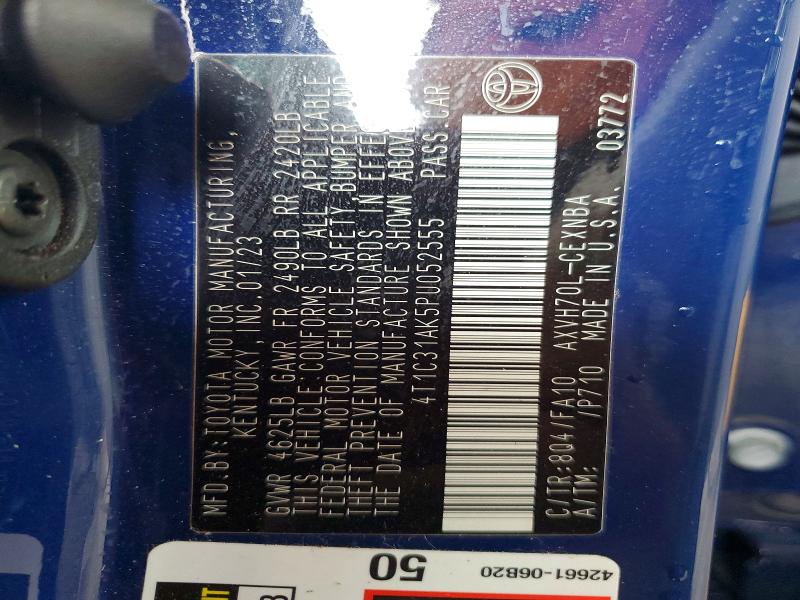 54000496 :رقم المزاد ، 4T1C31AK5PU052555 vin ، 2023 Toyota Camry مزاد بيع