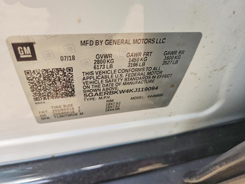 Aukcja sprzedaży 2019 Buick Enclave, vin: 5GAERBKW4KJ119094, numer aukcji: 58993636