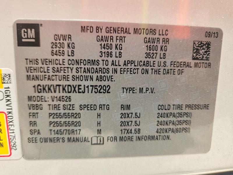 Aukcja sprzedaży 2014 Gmc Acadia, vin: 1GKKVTKDXEJ175292, numer aukcji: 58377686