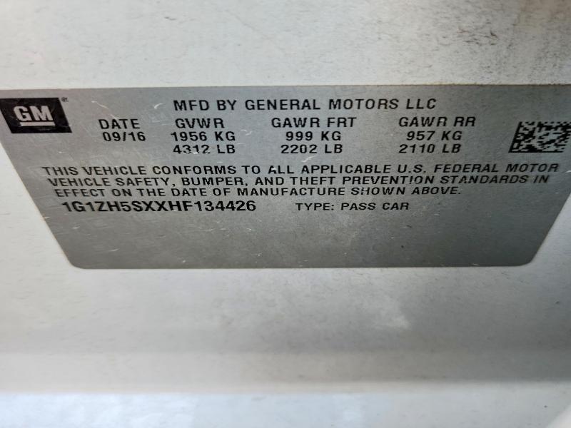 Auction sale of the 2017 Chevrolet Malibu, vin: 1G1ZH5SXXHF134426, lot number: 58130406
