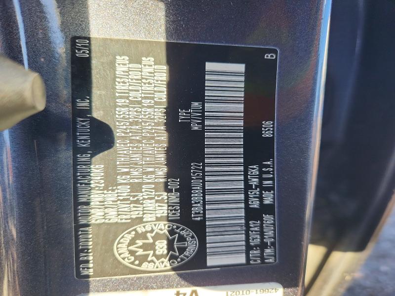 56112926 :رقم المزاد ، 4T3BA3BB8AU015722 vin ، 2010 Toyota Venza مزاد بيع