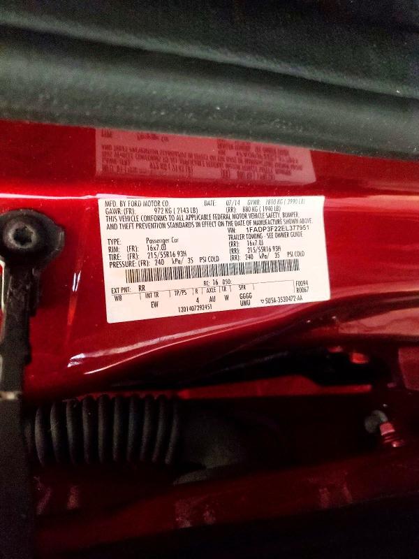 Продаж на аукціоні авто 2014 Ford Focus, vin: 1FADP3F22EL377951, номер лоту: 57432176
