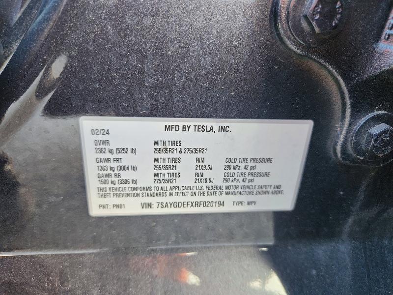 Продажа на аукционе авто 2024 Tesla Model Y, vin: 7SAYGDEFXRF020194, номер лота: 57594206