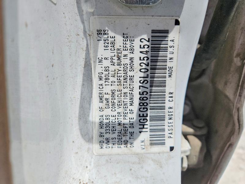 59003286 :رقم المزاد ، 1HGEG8657SL025452 vin ، 1995 Honda Civic مزاد بيع