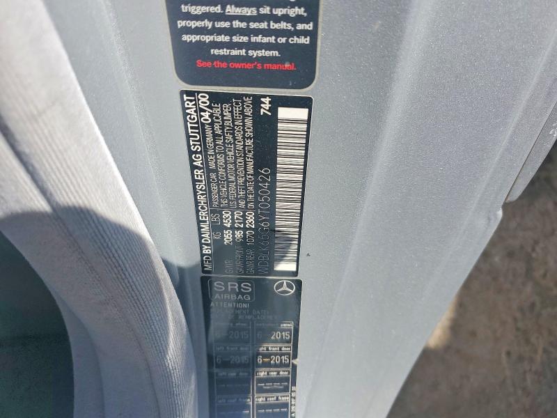 Aukcja sprzedaży 2000 Mercedes-benz Clk, vin: WDBLK65G6YT050426, numer aukcji: 55208166