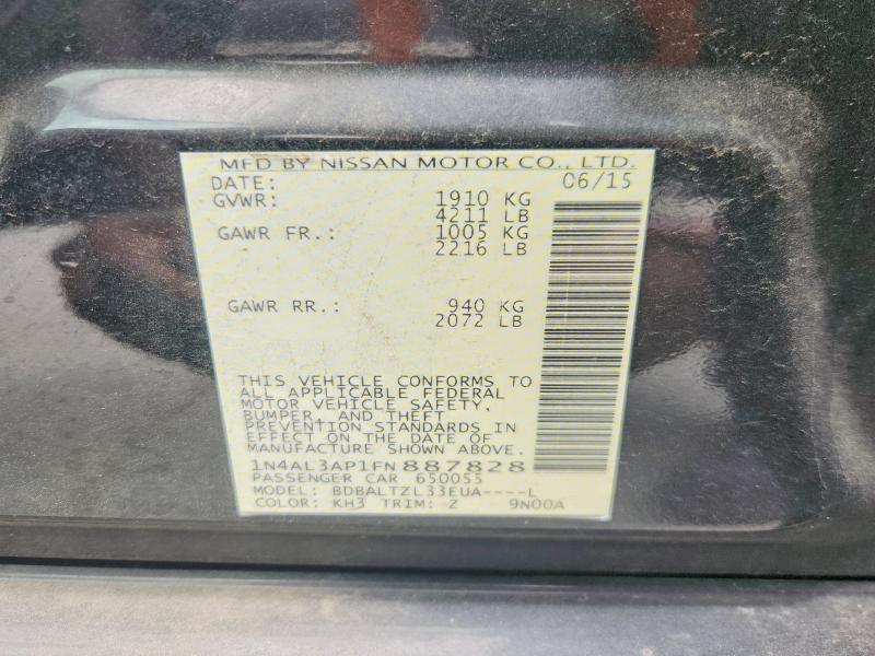 2015 Nissan Altima მანქანა იყიდება აუქციონზე, vin: 1N4AL3AP1FN887828, აუქციონის ნომერი: 57544916