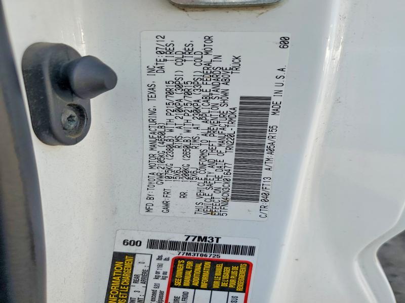 Aukcja sprzedaży 2012 Toyota Tacoma, vin: 5TFNX4CN3CX016477, numer aukcji: 57187996