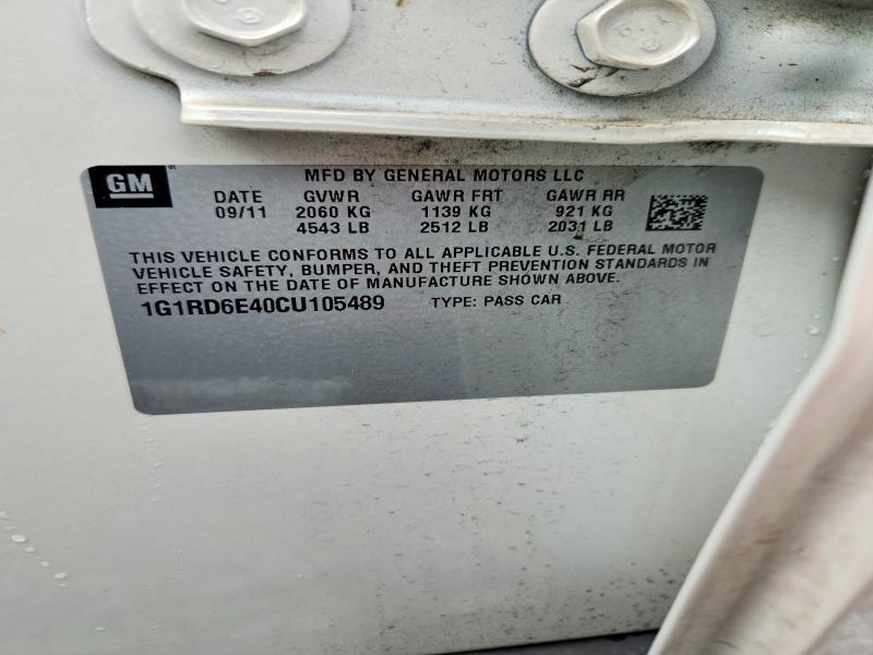 Aukcja sprzedaży 2012 Chevrolet Volt, vin: 1G1RD6E40CU105489, numer aukcji: 58518056