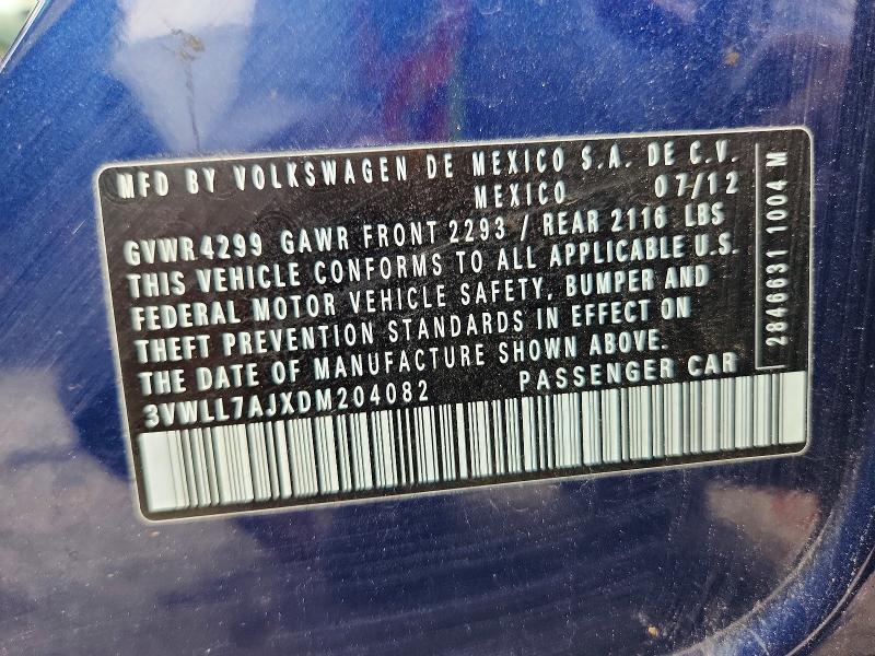 Aukcja sprzedaży 2013 Volkswagen Jetta, vin: 3VWLL7AJXDM204082, numer aukcji: 58210626